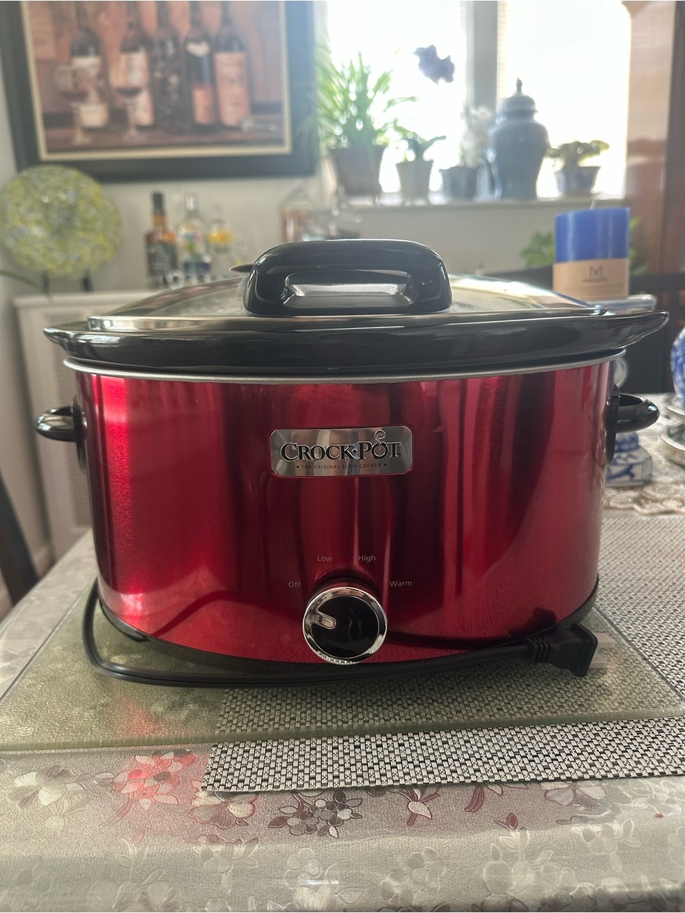 Crock-Pot Red Slow Cooker with Glass Lid